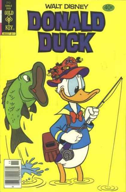 Donald Duck 213 - Walt Disney - Gold Key - Duck - Fishing Rod - Fish