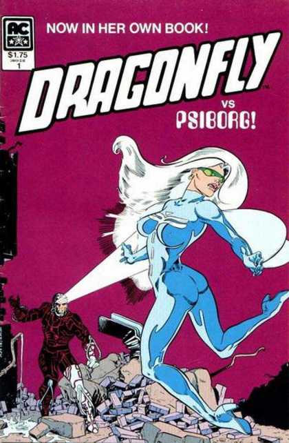 Dragonfly 1 - Ac Comics - Hot Babe - Mind Ray - Pile Of Bricks - Purple Cover - Bill Black, Mark Heike