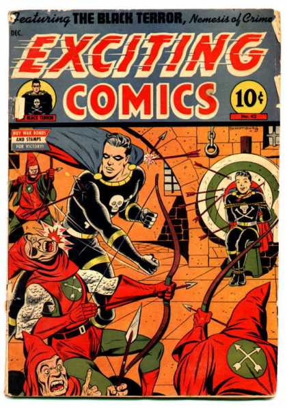 Exciting Comics 42 - Black Terror - Bow - Arrow - Target - Dungeon
