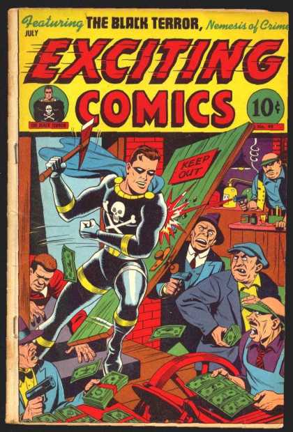 Exciting Comics 49 - Money - Guns - Men - Counterfeit - Axe