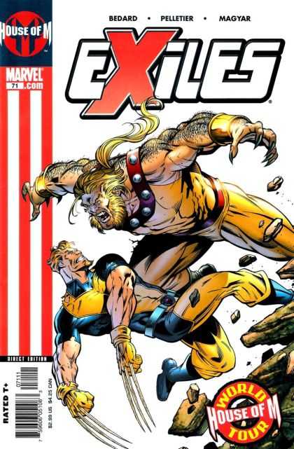 Exiles 71 - Battle - Sabretooth - Wolverine - White - Debris
