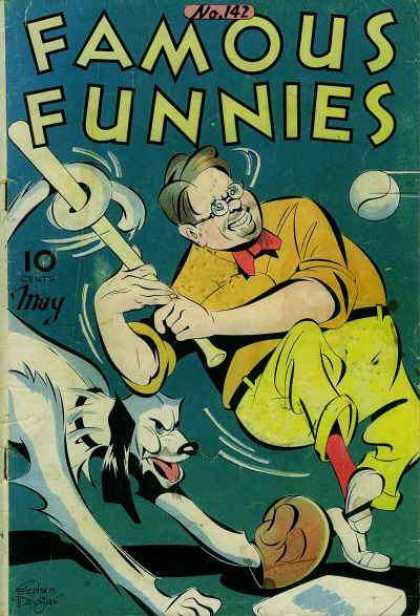 Famous Funnies 142 - Dog - Baseball - Baseball Bat - No 142 - Mitt