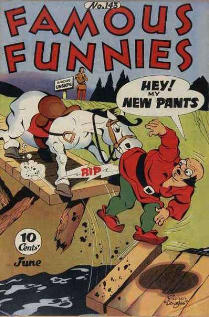 Horse - Bridge - River - Medieval - Pants Famous Funnies 143 - Horse - Bridge - River - Medieval - Pants