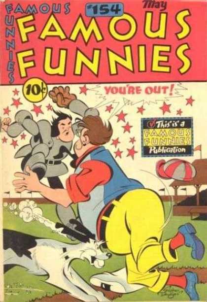 Famous Funnies 154 - Baseball - Armour - Dog - Ball - Ball Park