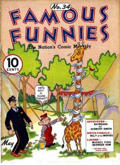 Famous Funnies 34 - Bandages - Tent - Giraffe - Sore Throat - Policeman
