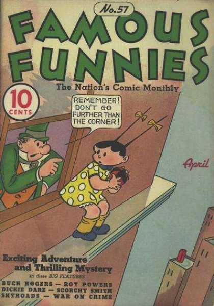 Famous Funnies 57 - Ledge - Comic Book - Window - Old - Vintage