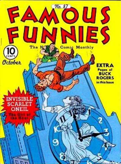Clock - Ghost - Man Falling - Building - Long Hair Famous Funnies 87 - Clock - Ghost - Man Falling - Building - Long Hair