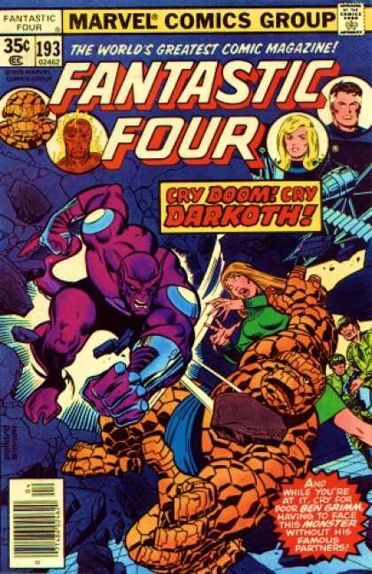 Fantastic Four 193 - Thing - Marvel Comics Group - The Worlds Greatest Comic Magazine - Cry Doom Cry Darkoth - Strong Men