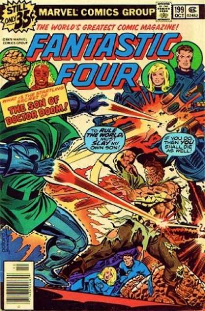 Fantastic Four 199 - October - Son Of Doctor Doom - Speech Bubbles - Explosions - Human Torch