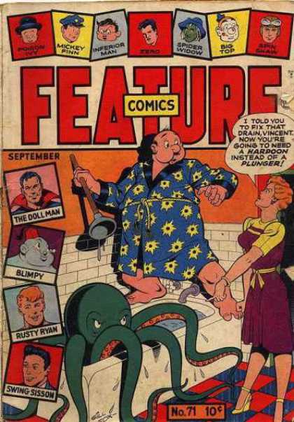 Feature Comics 71 - Doll Man - Blimpy - Plumber - Bathtub - Rusty Ryan