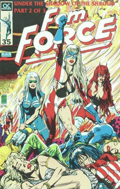 Femforce 35 - Under The Shadow Of The Shroud - Part 2 Of 3 - Costumes - Supermomen - Battle Field - Bill Marimon, Mark Heike