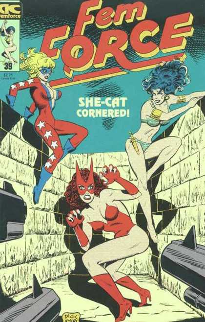 Femforce 39 - She-cat - Guns - Dagger - Trapped - Star Costume - Bill Black, Dick Ayers