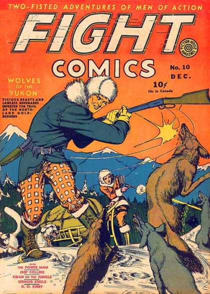 Fight Comics 10 - Man - Rifle - Wolves - Dogsled - Wolves Of The Yukon