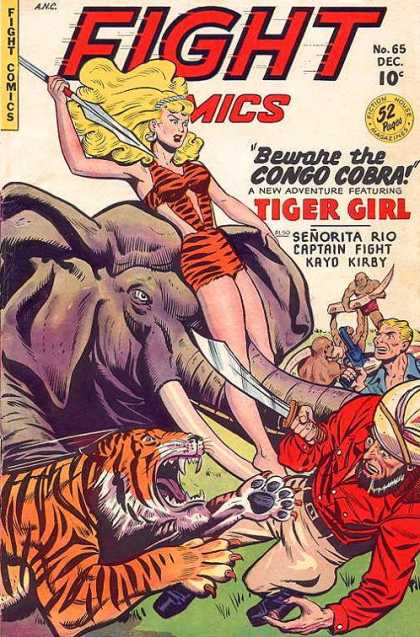 Fight Comics 65 - Elephant - Tiger - Lance - Sword - Gun
