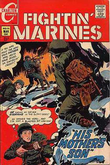 Fightin' Marines 90 - His Mothers Son - Soldiers - Combat - Guns - Charlton Comics