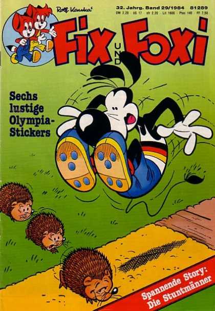 Fix und Foxi 1200 - 1984 - Sechs Lustige Olympia-stickers - Hedgehogs - Spannende Story Die Stuntmanner - 81209