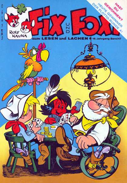 Fix und Foxi 674 - Parrot - Indian - Cowboy - Playing Cards - Poker Chips