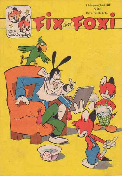 Fix und Foxi 68 - German Comic - Rolf Kauka - Green Parot - Two Foxes - Mad Dog