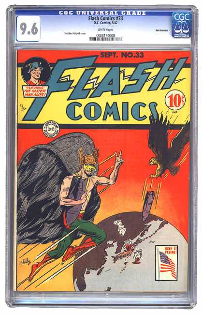 Flash Comics 33 - Flag - Hawk - Fastest Man Alive - Rocket - Earth - Sheldon Moldoff