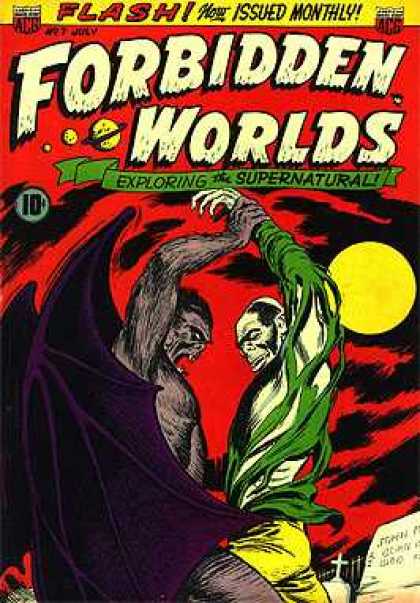 Forbidden Worlds 7 - Moon - Exploring The Supernatural - Purple Demon - Ripped Green Robe - Yellow Shorts
