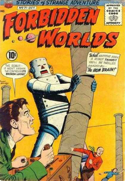 Forbidden Worlds 71 - The Iron Brain - Stories Of Strange Adventure - Robot - Disaster - Golden Age