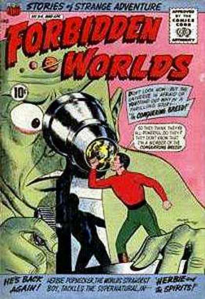 Forbidden Worlds 94 - Adventure - Hulk Like Figure - Microscope - Green - Hes Back Again