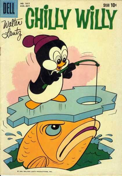 Four Color 1017 - Dell - Chilly Willy - Penguin - Walter Lantz - Ice Fishing