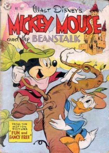 Four Color 157 - Donald Duck - Mickey Mouse - Castle - Clouds - Beanstalk