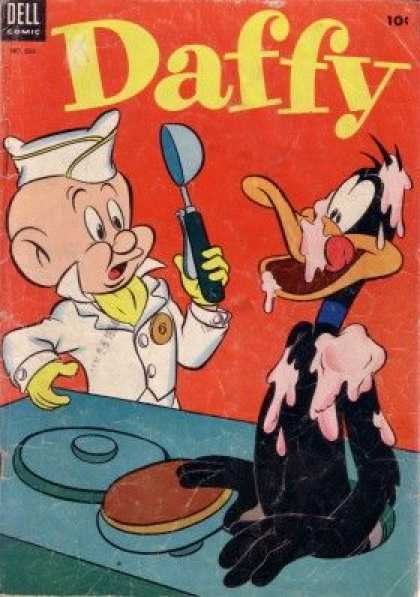 Four Color 536 - Daffy Duck - Elmer Fudd - Ice Cream Scoop - Strawberry - Yellow Gloves