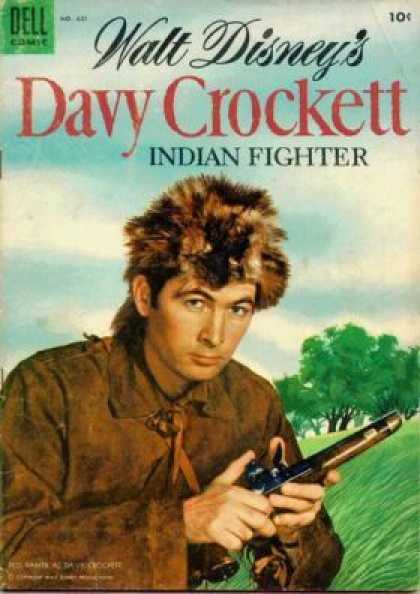 Four Color 631 - Walt Disney - Davy Crockett - Indian Fighter - Rifle - Coon Hat