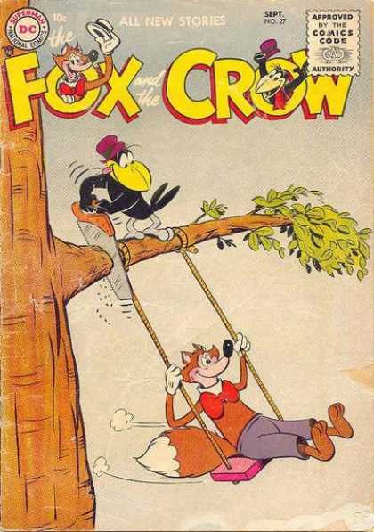 Fox and the Crow 27 - Saw - Tree - Crow - Red Bow Tie - Swinging