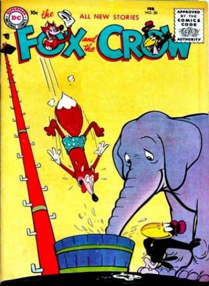 Fox and the Crow 30 - Elephant - Dc Comics - Diving - All New Stories - Approved By The Comics Code Authority