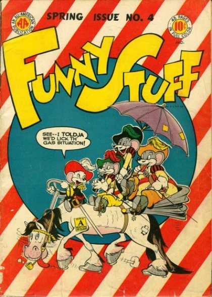 Funny Stuff 4 - Mouseketeers - Umbrella - White Horse - Spring Issue No 4 - Red And White Stripes
