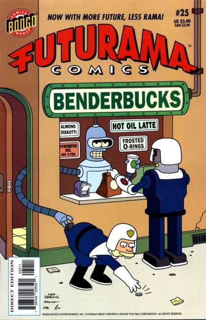Futurama 25 - Bongo - Comics - Benderbucks - Hot Oil Latte - Direct Edition