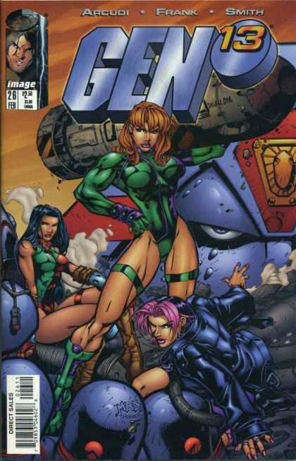 Gen13 26 - Smoke - Large Hand - Super Heros - Black Jacket - Red Sky - Joe Madureira