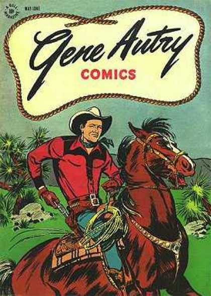 Gene Autry Comics 1 - Horse - Cowboy - Gun - Rope - Desert