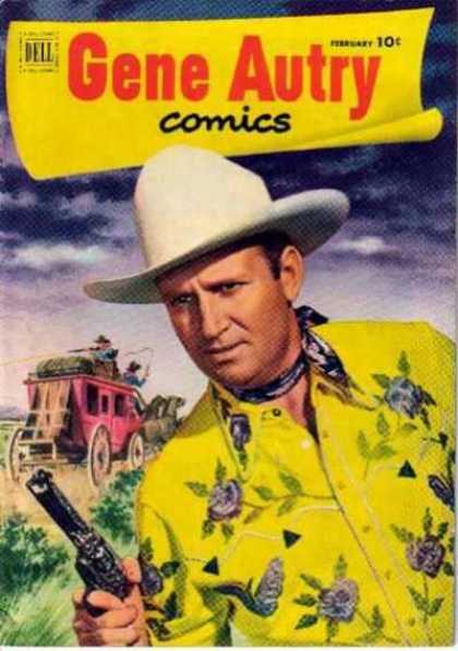 Gene Autry Comics 60 - White Hat - Horses - Gun - Yellow Shirt - Flowers