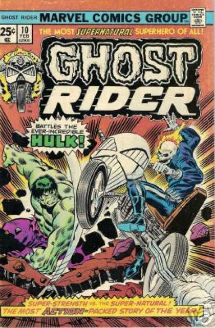 Ghost Rider 10 - Hulk - Skull - Motor Cycle - Pavement Smashing - Motor Cycle Tires - Joe Sinnott