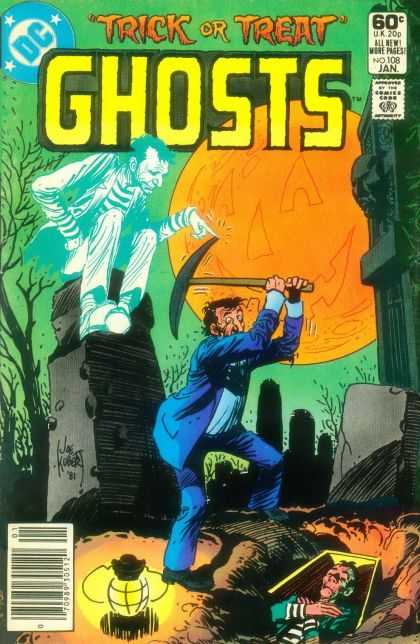 Ghosts 108 - Undertaker - Cemetery - Pickax - Moon - Jack O Lantern - Joe Kubert