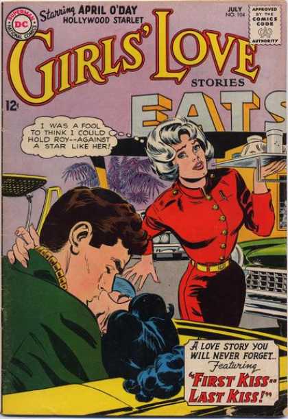 Girls' Love Stories 104 - Waitress - April Oday - Dc Comics - First Kiss Last Kiss - Red Uniform Shirt