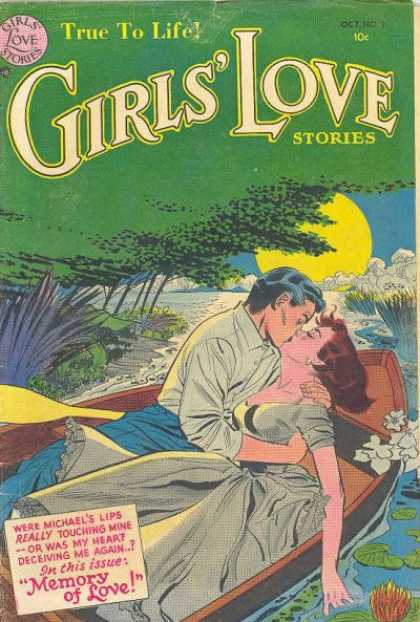 Girls' Love Stories 31 - True To Life - Love Stories - October Issue - Issue Number 1 - Man Kissing Woman