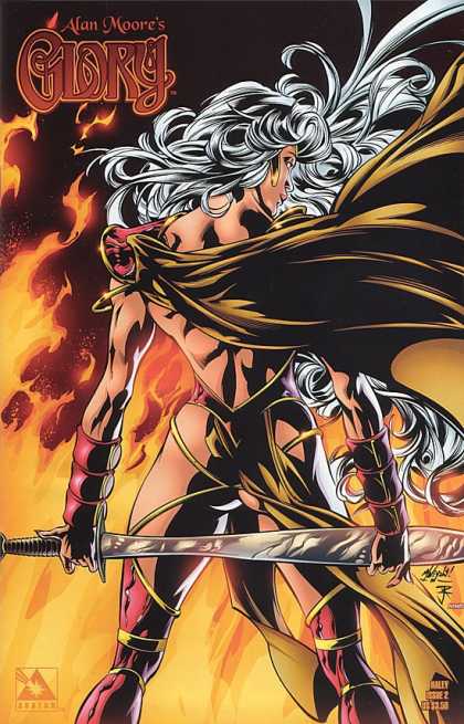 Glory 21 - Woman - Sword - White Hair - Fire