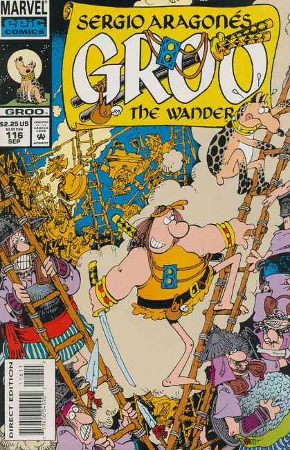 Groo the Wanderer 116 - Groo - Ladder - Men - Swords - Dog