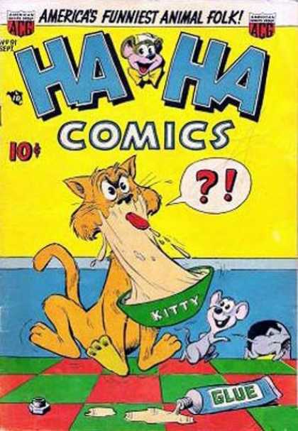 Ha Ha Comics 91 - Kitty - Bowl - Mouse - Mouse Hole - Glue