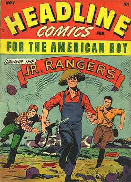 Headline Comics 1 - American Boy - Jr Rangers - Gun - Grenade - Helmets