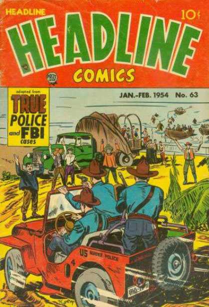 Headline Comics 63 - True Police Fbi - Car - Man - Boat - Gun