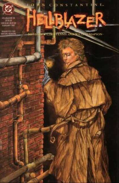Brick Wall - Metal Pipes - Lone Man - Trench Coat - Looking Back Hellblazer 50 - Brick Wall - Metal Pipes - Lone Man - Trench Coat - Looking Back