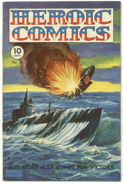 Heroic Comics 31 - Golden Age - Ww Ii - Pacific - Submarine - Ocean