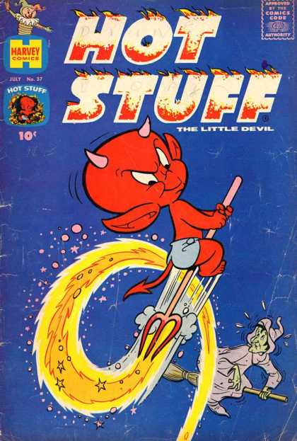 Hot Stuff 37 - Witch - Broom - Sky - Pitchfork - Horns