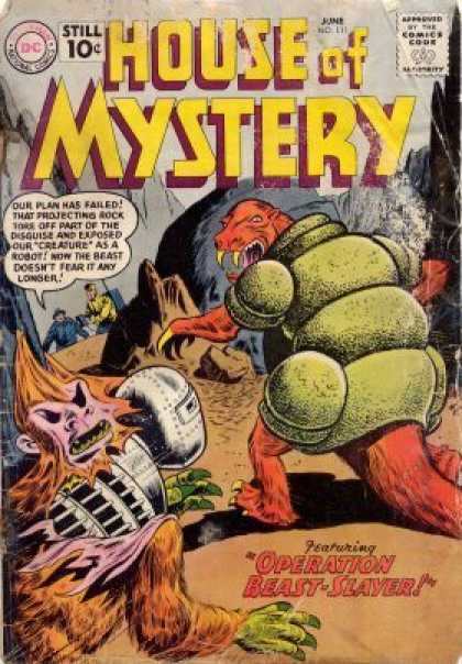 House of Mystery 111 - In The Mountain Two Animals Are Fighting - That Fighting Was Seened By Two Person - One Animal Face Is Like Dragon - One Animal Face Is Like Monkey - Operation Beast Slayer - Sheldon Moldoff